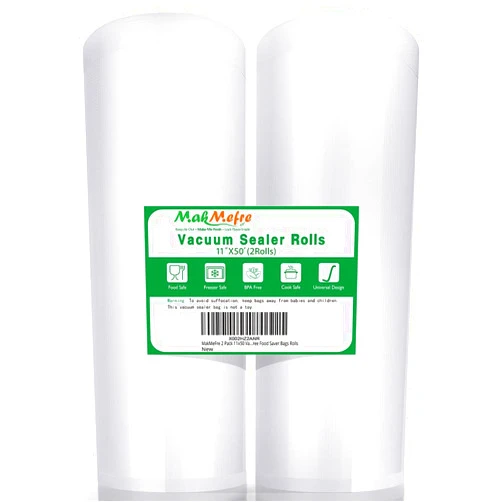 MakMeFre 2 Pack 11x50 Vacuum Sealer Bags Rolls for Food,Commercial Grade, BPA Free,Puncture Prevention,Great for Sous Vide Cooking