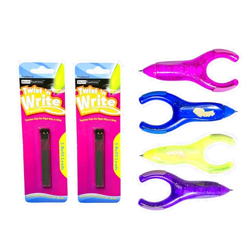 Homyl PenAgain Twist 'n Write Pencil Assorted Colors 4 Count (00071) Bundle with 10 Count Refills