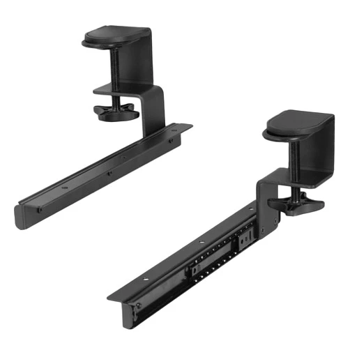 VIVO Clamp and 12 inch Rail Set for DIY Custom Wooden Keyboard Trays (Rail Set Only - Tray Not Included), Pull Out Slider Track with C-clamp Mount System, Black, MOUNT-RAIL02