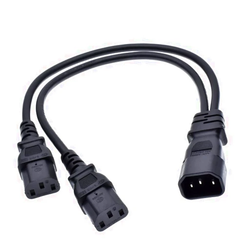 Toptekits C14 to 2X C13,C14 Splitter,(1ft/30cm) C14 Male to Dual C13 Female Power Y Splitter Adapter Cable Cord, IEC C14 Male Plug to 2X IEC C13 Female Socket Y Split Power Extension Cable