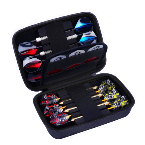 HESPLUS Dart Case for 12 Steel Tip or Soft Tip Darts, Dart Portable Storage Carrying Bag, Built-in Mesh Pocket for Dart Tips, Shafts, Flights and other accessories, Black (Case Only!)