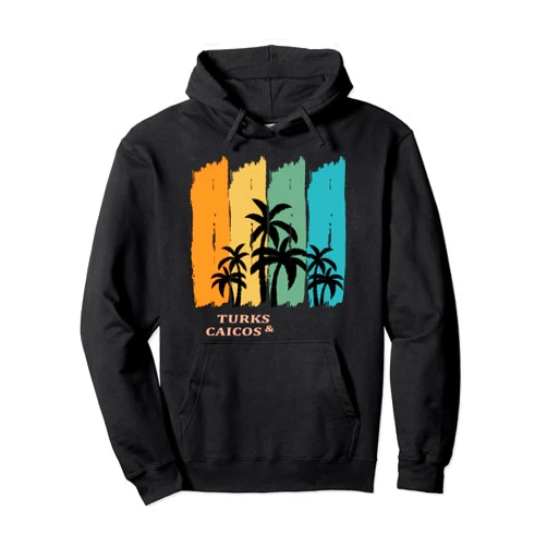 Turks and Caicos Caribbean Vacation Souvenir Gift Turks and Caicos Palms Beach Caribbean Islands Gift Souvenir Pullover Hoodie