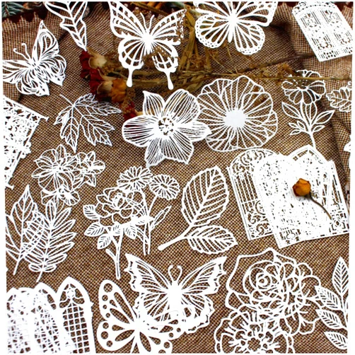Diuhofart Vintage Scrapbook Paper Lace for Journaling Supplies, Diuhofart 40 Pcs Scrapbooking Decorative Paper Cutouts for DIY Craft Album Planner Embellishments, Card Making