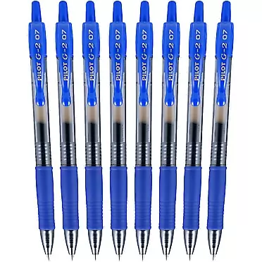PILOT G2 Premium Refillable & Retractable Rolling Ball Gel Pens, Fine Point, Blue, 8-Pack (15301) Blue Pack of 8