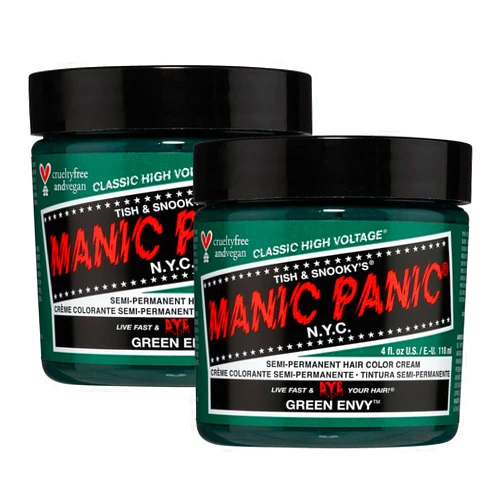 MANIC PANIC Classic Green Envy Semi Permanent Hair Color - Emerald Green Hair Dye for Women & Men That Lasts 4-6 Weeks - Vegan, Ammonia & Cruelty-Free - Create & Mix Custom Shades (4oz / 2pk)