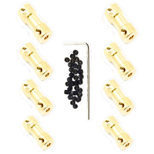 Befenybay 8 Pcs 3mm to 3mm Brass Connector Copper DIY Motor Flexible Shaft Coupling Joint Connector with Screws for Small Motor (3mm to 3mm)
