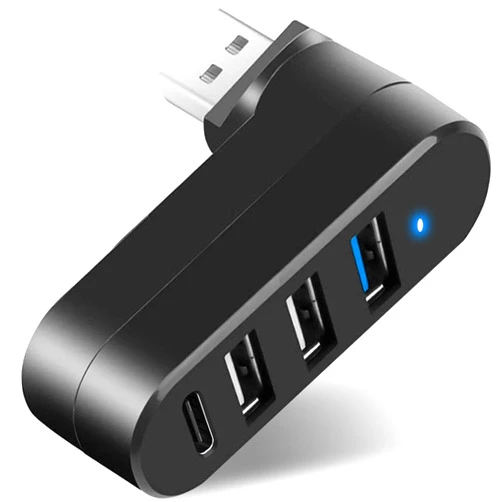 VIENON 4-Port USB 3.0 Hub [90°/180° Degree Rotatable], USB Splitter with 3 USB Ports & 1 USB C Power/Data Port, USB Extender for Laptop, Car, iMac, MacBook Air, MacBook Pro, and More