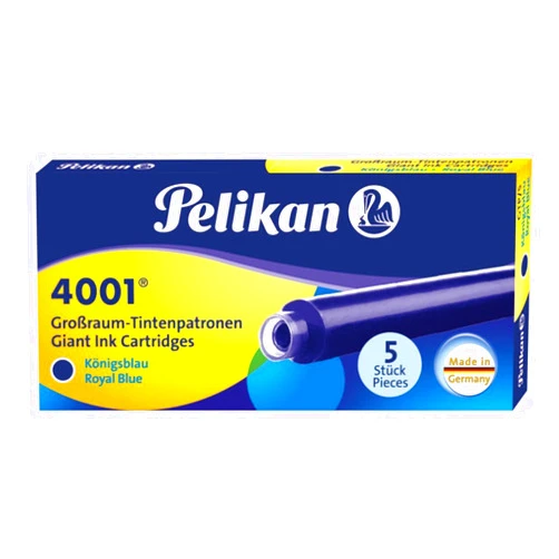 Pelikan 4001 GTP/5 Ink Cartridges for Fountain Pens, Royal Blue, 1.4ml, 5 Pack (310748)