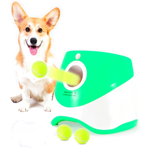Homeylon Best Automatic Ball Launcher for Dogs, USB Rechargeable Power - Indoor & Outdoor Dog Ball, Interactive Dog Fetch Tennis Ball Launcher Machine Toy for Small and Medium Dogs Comes with 3 Tennis Balls