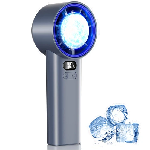 HandFan 5200mAh High Speed Handheld Turbo Fan, 13000 RPM Powerful Cooling Ice Fan, Portable Mini AC Fan, 100 Speeds Adjustable, Digital Display, USB Rechargeable, for Travel Beach Outdoors(Gray)