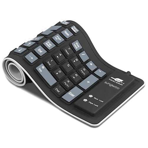 sungwoo Foldable Silicone Keyboard USB Wired Waterproof Rollup Keyboard for PC Notebook Laptop (Black+Grey)