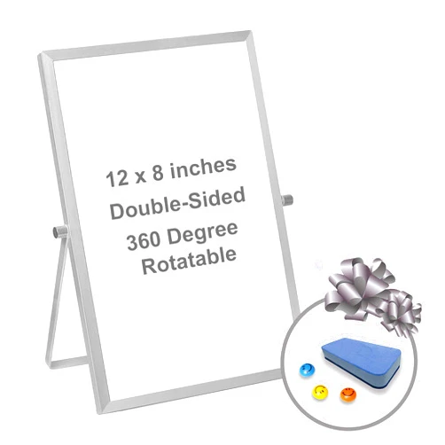 EveryCrafts Small Whiteboard - 12 x 8 Dry Erase Magnetic Mini White Board - Portable for Children, Students, Kids and for Personal Use - Desktop, Tabletop for Office Includes Eraser and 3 Buttons