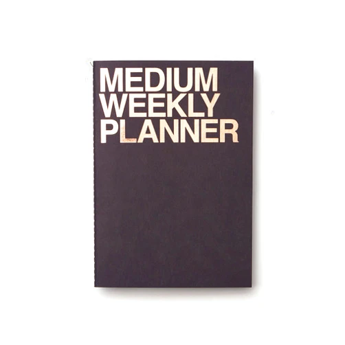 JSTORY Medium Weekly Planner Lays Flat Undated Year Round Flexible Cover One Size Black