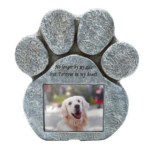 EXPAWLORER Pet Memorial Gifts - Pawprint Dog Memorial Gifts for Loss of Dog with Personalized Picture Frame, Pet Headstone Grave Markers with Sympathy Poem Remembrance Tombstone in Lawn Backyard