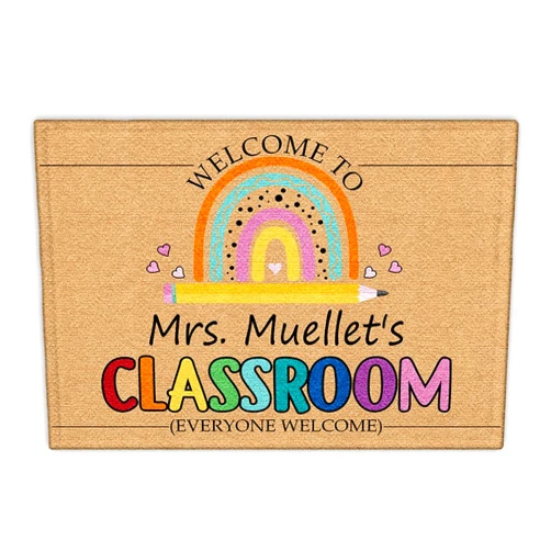 ZBIGTEE Classroom Doormat, Mental Health, Fall Classroom Decorations for Teachers, Classroom Door Decorations, Classroom Welcome Mat, Personalized Classroom Welcome Mat (Cute Welcome to Classroom)