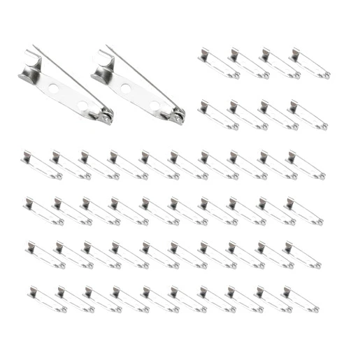 Deshionew 50 PCS Bar Brooch Pins Fasteners Secure Back Safety Clasp Locking Badge Pins Silver Brooch Clips Jewelry Pins for Badges DIY Craft Sewing Wedding Name Tags (25mm)