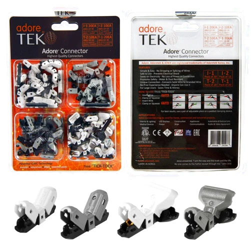 Adoretek Premium Wire Connectors(Mix) 60PCS (I1-20PCS, I2-10PCS, T1-20PCS, T2-10PCS)-NO Need to Peel, Splice, Tape and Water Resistant Easy and Fast Electrical Insulated Wire Terminals