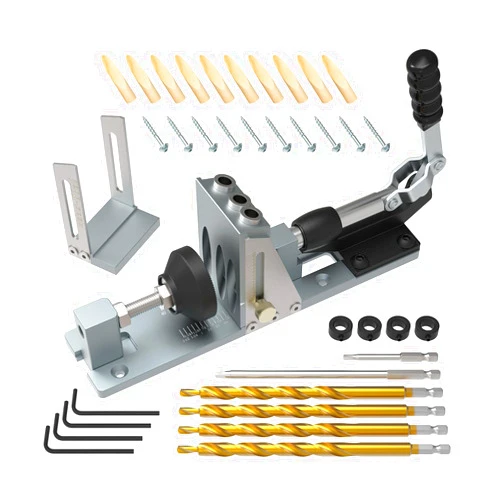 Iorrobid Pocket Hole Jig Kit, Woodworking Pocket Hole Jig, Upgraded Adjustable Drill Guides All-Metal Professional Pocket Screw Jig.