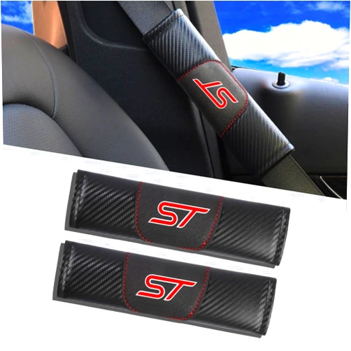 JULOPO 2Pcs Carbon Fiber car seat Belt Cover car seat Belt pad Shoulder Protector Soft and Comfortable Compatible with Focus Fiesta Explorer Europe Edge ST Accessories