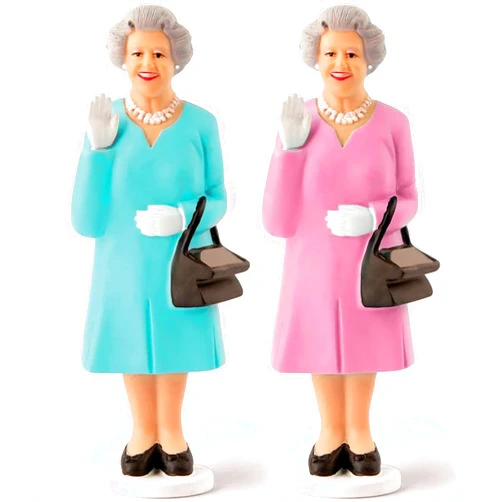 Kikkerland Solar Queen Waving Figurine, Home Office Display Novelty Decor, Blue/Pink, 1 Random Color, Perfect for Windowsill & Dashboard