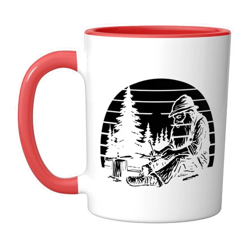 Whittling Whittler SteMi Apparel Whittling Wood Carving Woodworker Woodcarving Whittler Ceramic Mug, Red/White