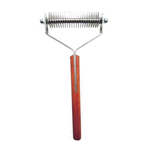 Mars Coat King Double Wide Dematting Undercoat Grooming Rake Stripper Tool for Dogs and Cats, Stainless Steel with Wooden Handle for Thick Coats, 23-Blade Stripper for Groomers, Pet Owners
