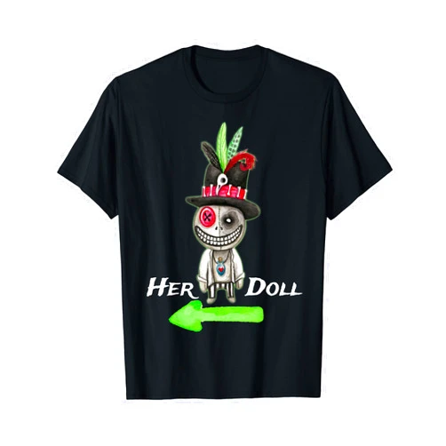 Dibble Dabble Designs Matching Couples Voodoo Her Voodoo Doll Halloween Matching Couples Costumes T-Shirt