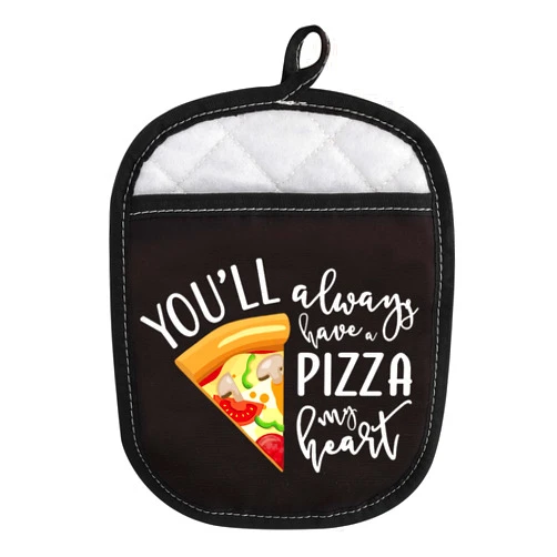 WCGXKO Pizza Lover Gift Pizza Themed Oven Pads Pot Holder with Pocket You’ll Always Have A Pizza My Heart for Friends (Pizza My Heart)