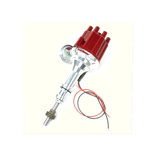 Pertronix D130701 Flame-Thrower Plug and Play Vacuum Advance Red Cap Billet Electronic Distributor with Ignitor II Technology for Ford Small Block