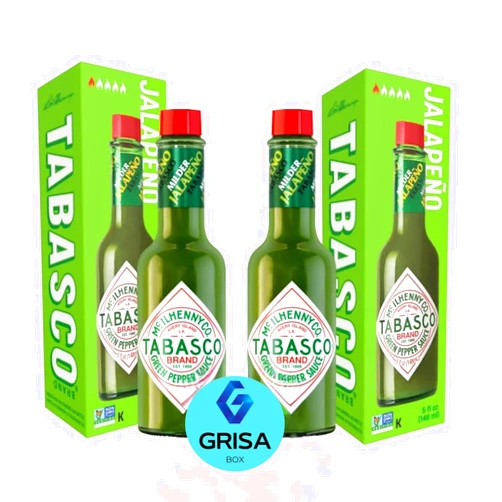 Grisa Box Tabasco Green Jalapeño Hot Sauce 2-Pack, 5 oz Bottles - Mild yet flavorful, adds a fresh, tangy kick to any dish, made from green jalapeños, By GrisaBox