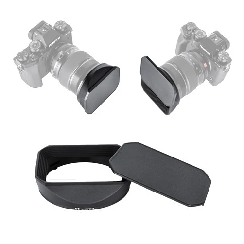 JJC Metal Square Lens Hood Shade for Fuji Fujifilm Fujinon XF 16-55mm f/2.8 R LM WR Lens, XF 16-55mm Metal Lens Hood, with Protective Hood Cap, No Vignetting, Not Affect The Use of 77mm Filter