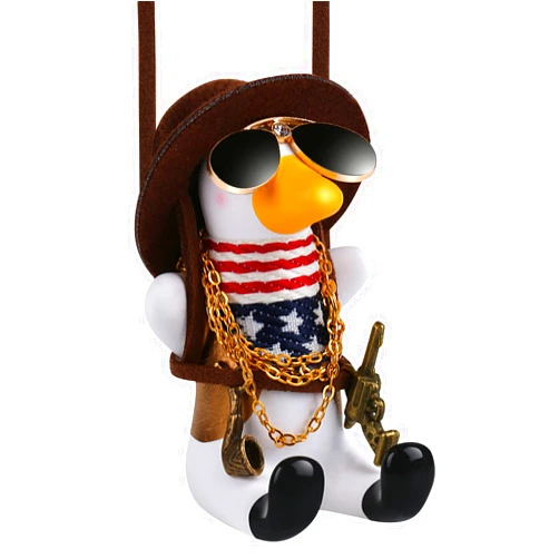 Jeyoon Cool Swinging Duck Car Hanging Ornament,Flying Duck with Sunglasses and Necklace, Cute Car Interior Rear View Mirror Decoration and Rear View Mirrior Hanging Accessories Gift for Men Women Teens