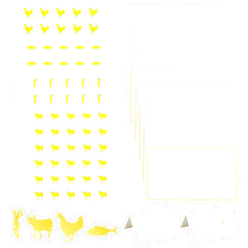 OLYCRAFT 240pcs 4 Style Gold Meal Sticker 0.4 Inch with 60pcs Table Place Cards Food Choice Sticker Set Cow/Chicken/Fish/Carrot Wedding Meal Stickers with Blank Table Cards for Wedding Party Supplies