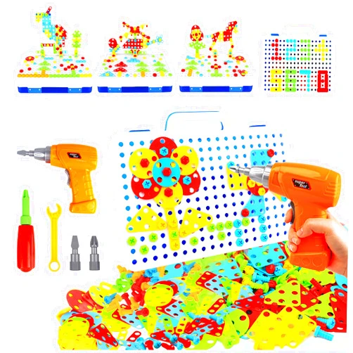 HAPTIME STEM Toys for 3 4 5 6 Year Old,Design and Drill Toy for Kid,Construction Games with Toy Drill,Creative Engineering Building Toys,Magic Montessori Play Toolbox for Toddler Boys Girls Preschool