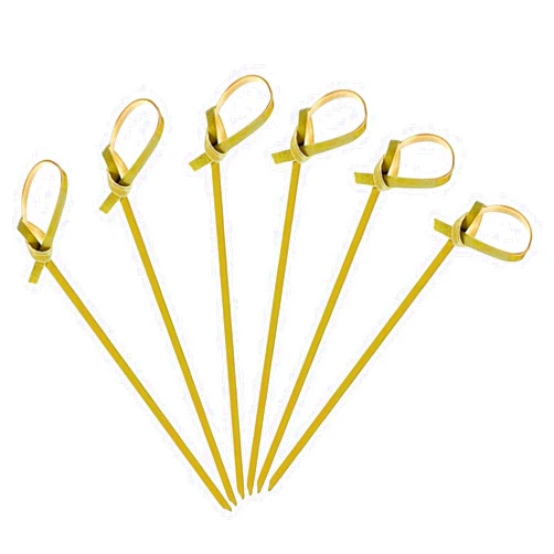 PEOUWNES 200PCS Cocktail Picks, 4.7 Inch Toothpicks for Appetizers, Fancy Toothpicks for Appetizers, Decorative Knot Bamboo Cocktail Sticks for Party Drinks Food Fruit Charcuterie Boards Accessories