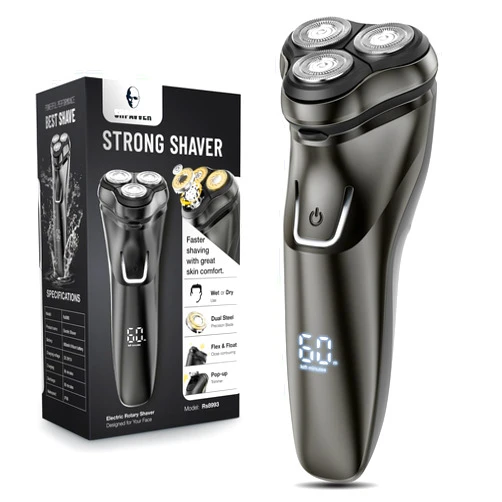 SHPAVVER Electric Razor for Men Cordless: Wet/Dry Rotary Shaver Waterproof - USB Fast Charging & Sensitive Skin Care - Pop up Trimmer & Precision Blades Upgraded B2 Black-Silver