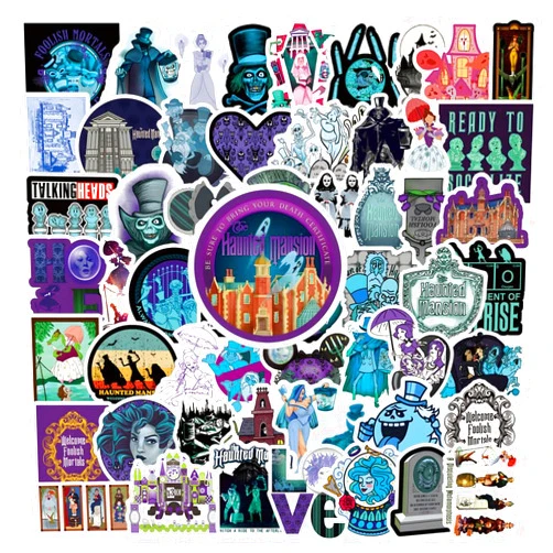 VOEMPFE 67Pcs Haunted Mansion Stickers Pack, Education Cute Cartoon Vinyl Waterproof Sticker Decals for Water Bottle, Laptop, Phone, Scrapbooking, Journaling Choice for Adults for Party Supply