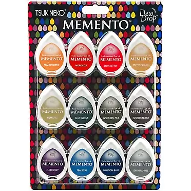 Tsukineko MD012300 Memento Dew Drops Fade Resistant 12-Piece Dye Inkpads Assortment, Snow Cones