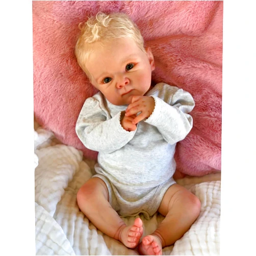 Zero Pam Realistic Reborn Baby Dolls Boy Silicone Full Body 18 inch Toddlers Newborn Baby Dolls Eyes Open with Hair Vinyl Full Limbs Washable Lifelike Reborn Babies Doll Toys for Kids 3