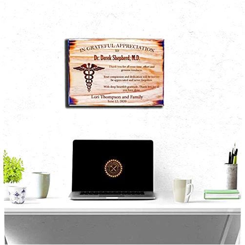 Handmade Delta Pine Woodworks | Doctor Appreciation Plaque- Md Thank You, Recognition Gift, Physician Thanks, Obgyn, Doctors Day, Surgeon Thank You Gift