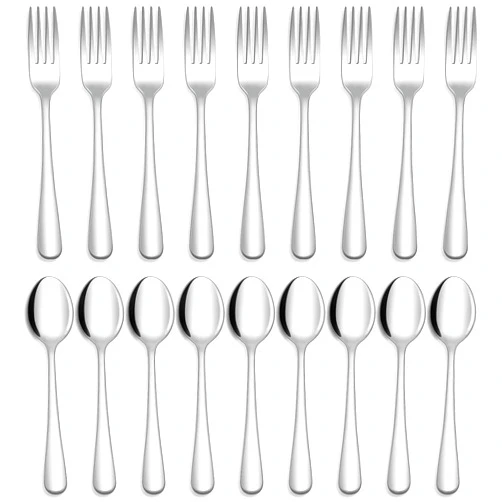 Hiware 24-piece Forks and Spoons Silverware Set, Food Grade Stainless Steel Flatware Cutlery Set for Home, Kitchen and Restaurant, Mirror Polished, Dishwasher Safe