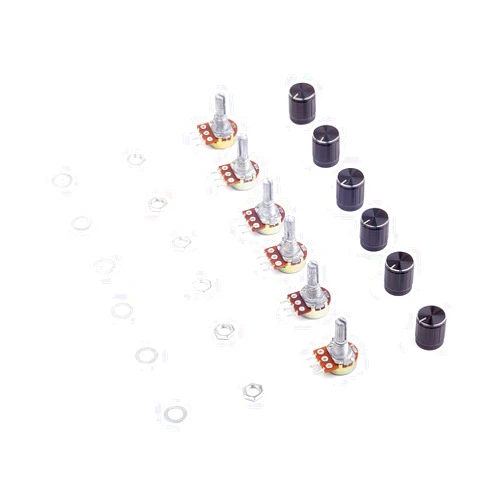 Cylewet 6Pcs B2K B5K B10K B20K B50K B100K Ohm Knurled Shaft Linear Rotary Taper Potentiometer with Rotary Knob Cap for Arduino (Pack of 6) CYT1066