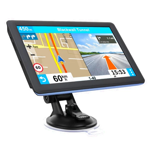 Glaury GPS Navigator for Car Truck RV, Latest 2025 Map, 7 inch Touch Screen Real Voice Spoken Turn-by-Turn Direction Reminding Navigation System for Cars, Vehicle GPS with Speed and Red Light Warning (Blue)