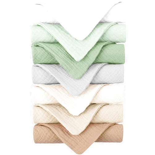 Konssy Baby Muslin Washcloths 7 Pack -100% Cotton Baby Bath Towels, Soft Baby Wash Cloths and Absorbent Burp Cloths for Newborn Kids Girls and Boys, 11x11 inches