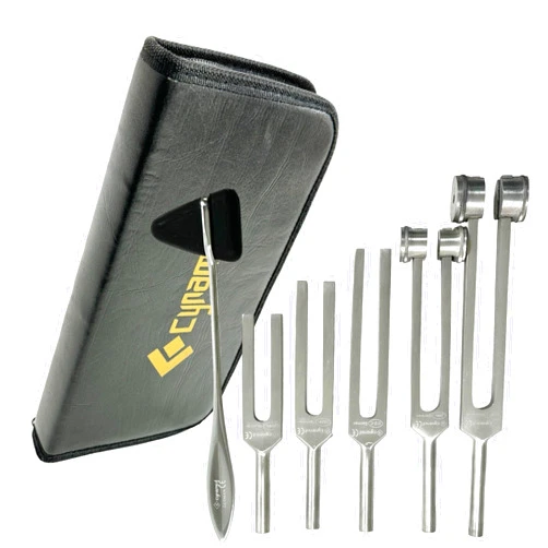 Cynamed 6 Pcs Set of Tuning Fork Aluminum Alloy Sensory Tuning Fork Activator C128 C 512 C256 C1024 C2048 +Reflex Percussion Taylor Hammer-Superior Tuning Fork Set