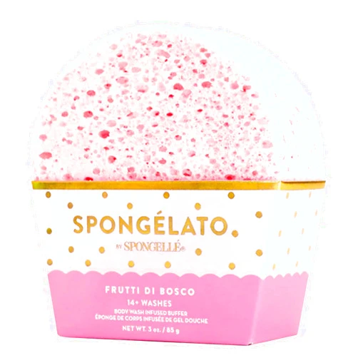 SPONGELLÉ Spongelato Loofah Exfoliating Body Scrubber by Spongelle | Infused with Body Wash | Bath & Shower Loofah for Women | 14+ uses | Frutti di Bosco (Mixed Berries) Gelato Inspired