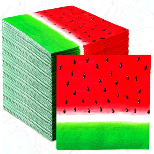 Generic AnyDesign 50 Pack Watermelon Paper Napkins Summer Theme Disposable Napkins Red Green Luncheon Dinner Napkins for Birthday Wedding Party Supplies Table Decor, 6.5 x 6.5 Inch