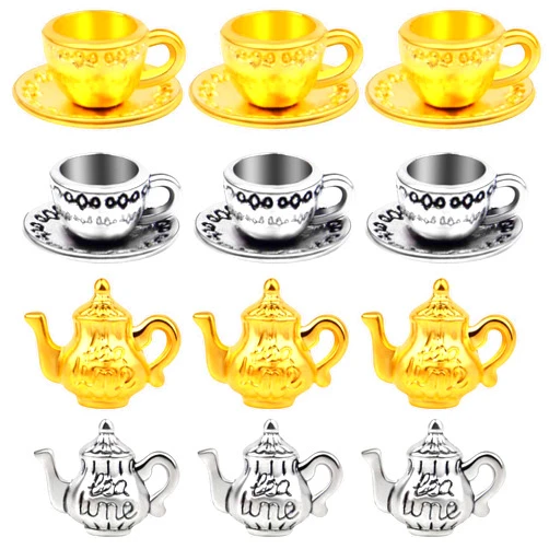 Jdesun 40 Pieces Teapot Tea Cup Charms Pendants Alloy Coffee Mug Charms Jewelry Making Accessories for DIY Bracelet Necklace Earrings Craft Supplies, 2 Colors
