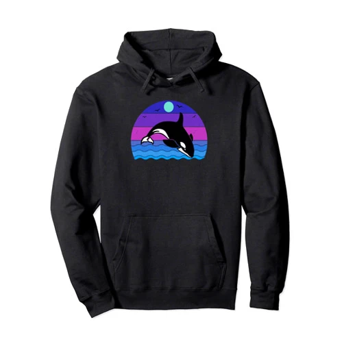 Orca Whale Designs Vintage Retro Orca Whale Watchers Graphic Pullover Hoodie