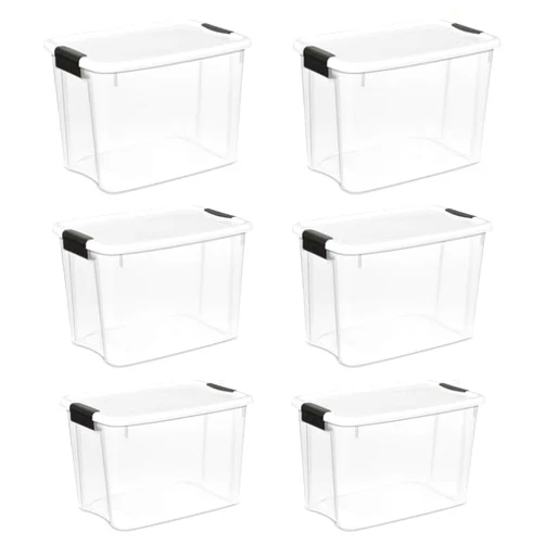 Generic 30 Qt Ultra Latch Box, Stackable Storage Bin, Lid, Heavy Duty Latches, Container Organizes (Set of 6)